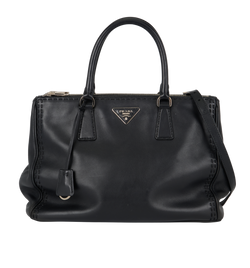Stitched Tote, Leather, Black, 117, DB, S, 2*